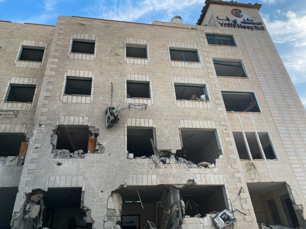 Yafa hospital damaged by Israeli strikes in the central Gaza Strip