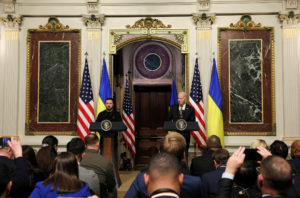 U.S. President Joe Biden and Ukraine's President Volodymyr Zelenskiy hold joint press conference, in Washington