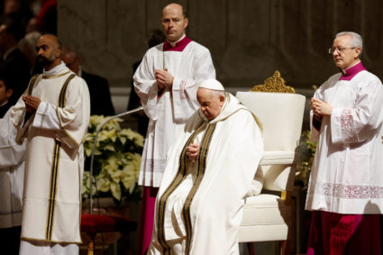 Pope Francis celebrates Christmas Eve mass in St. Peter's Basilica at the Vatican