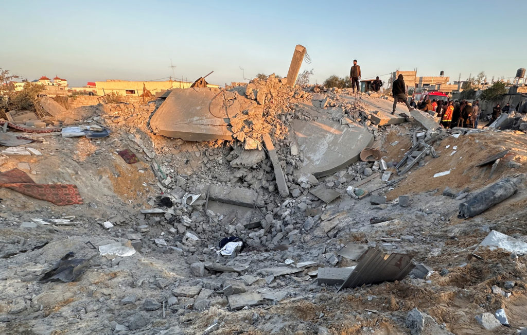 Aftermath of an Israeli strike on a house, amid the ongoing conflict between Israel and the Palestinian Islamist group Ham...