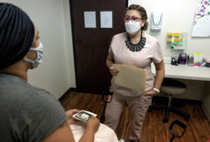 A woman receives an ultrasound at an abortion clinic in Texas, U.S.