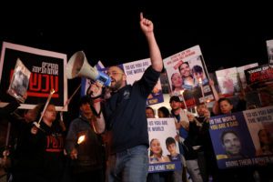 Demonstration following Israel's military announcement that they had mistakenly killed three Israeli hostages in Gaza, in ...