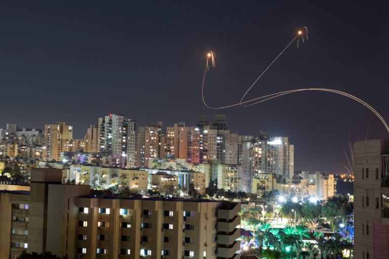 Israel's Iron Dome anti-missile system intercepts rockets launched from the Gaza Strip