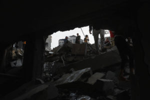 Aftermath of an Israeli strike on a house in Rafah