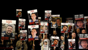 People rally for the release of hostages kidnapped on the deadly October 7 attack by Hamas, in Tel Aviv