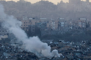 Smoke rises over Gaza, amid the ongoing conflict between Israel and the Palestinian Islamist group Hamas, as seen from southern Israel, December 24, 2023. Photo by Violeta Santos Moura/Reuters