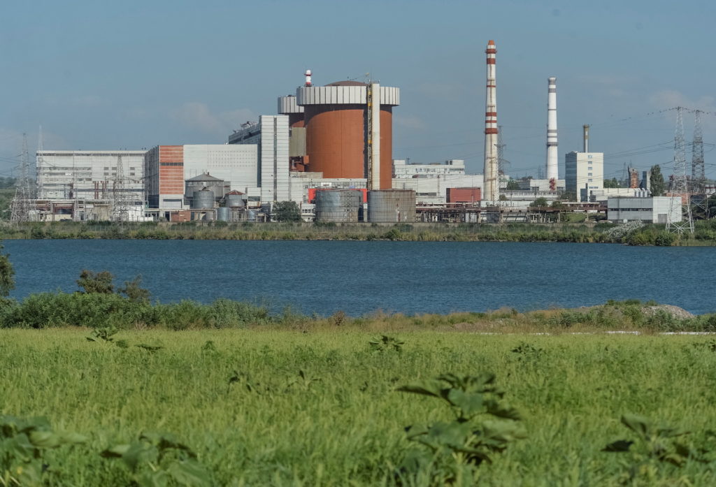 A general view shows the Pivdennoukrainsk Nuclear Power Plant in Yuzhnoukrainsk