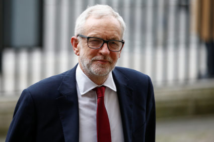Britain's Labour Party leader Jeremy Corbyn arrives for the annual Commonwealth Service at Westminster Abbey in London, Britain March 9, 2020. Photo by Henry Nicholls/REUTERS
