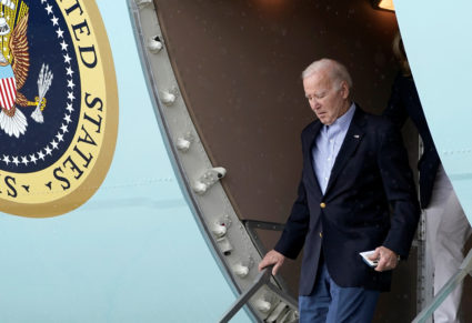 U.S. President Joe Biden and first lady Jill Biden disembark from Air Force One in St. Croix