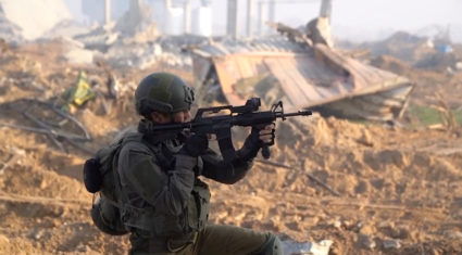 An Israeli soldier operates in the Gaza Strip