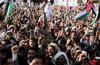 Houthi supporters rally after U.S. and Britain carry out strikes against Houthis