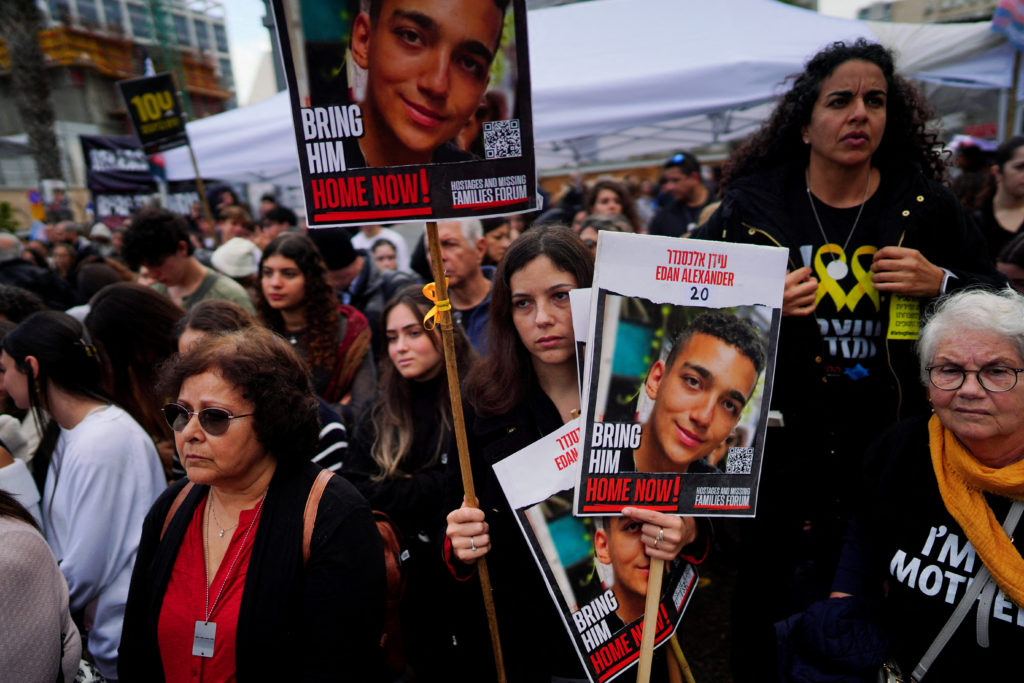24-hour protest to mark 100 days since Hamas attack, in Tel Aviv