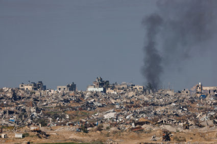 Smoke rises over Gaza, amid the ongoing conflict between Israel and the Palestinian Islamist group Hamas, as seen from Israel January 16, 2024. Photo by Amir Cohen/REUTERS