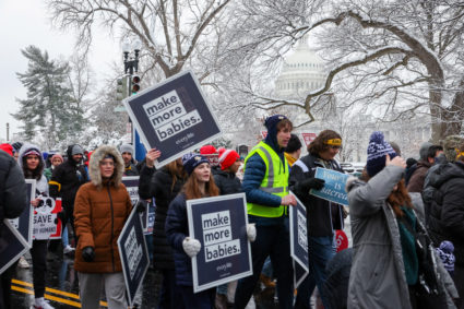 Anti-abortion demonstrators participate in the annual "March for Life" for the second time since the U.S. Supreme Court overturned the Roe v. Wade abortion decision, in Washington, U.S., Jan. 19, 2024. Photo by Amanda Andrade-Rhoades/Reuters
