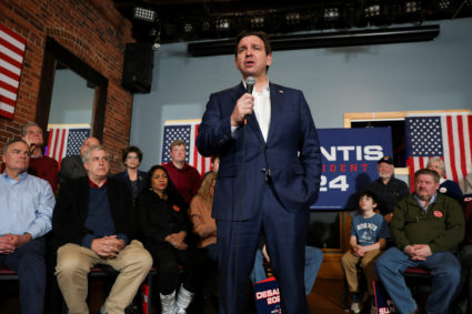 FILE PHOTO: Ron DeSantis campaigns in New Hampshire