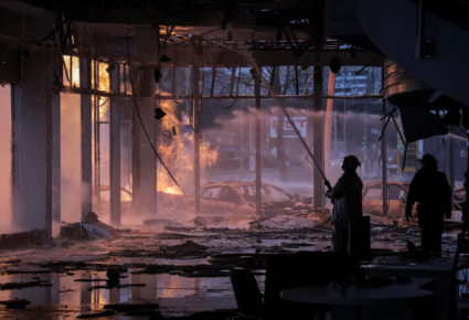 Russian missile and drone strike in Kyiv