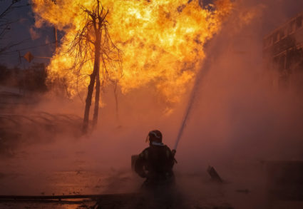 Russian missile and drone strike in Kyiv