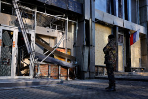 Aftermath of recent shelling in Donetsk