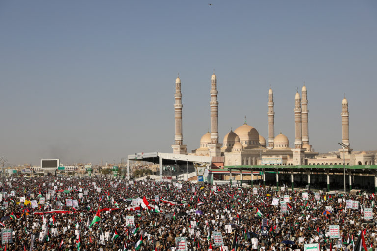 Houthi supporters rally after U.S. and Britain carry out strikes against Houthis