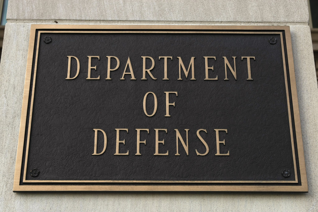 FILE PHOTO: A sign at the Department of Defense is pictured at the Pentagon in Washington, March 25, 2010. Photo by Hyungwon Kang/Reuters