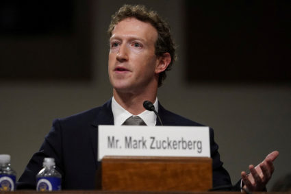 FILE PHOTO: Meta's CEO Mark Zuckerberg testifies during the Senate Judiciary Committee hearing on online child sexual exploitation at the U.S. Capitol, in Washington, U.S., January 31, 2024. Photo by Nathan Howard/Reuters