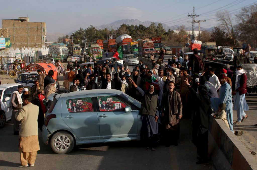 Protest against the results of the general elections, on outskirts of Quetta