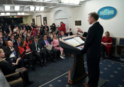 U.S. National Security Advisor Jake Sullivan takes a question during a press briefing at the White House in Washington, U.S., February 14, 2024. Photo by Kevin Lamarque/Reuters