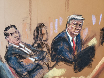 Former U.S. President Trump attends a hearing on a criminal case linked to a hush money payment, in New York City