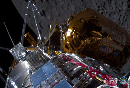 Intuitive Machines' Odysseus spacecraft passes over the near side of the Moon following lunar orbit insertion