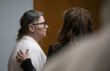 FILE PHOTO: Jennifer Crumbley, the mother of Oxford school shooter Ethan Crumbley, is comforted by her attorney, Shannon Smith, in Oakland County Circuit Court immediately after the jury left the the room to begin their deliberations on four counts of involuntary manslaughter on February 5, 2024 in Pontiac, Michigan. Photo by Bill Pugliano/Getty Images