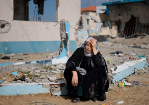 Palestinians arrive at Rafah after being evacuated from Nasser hospital