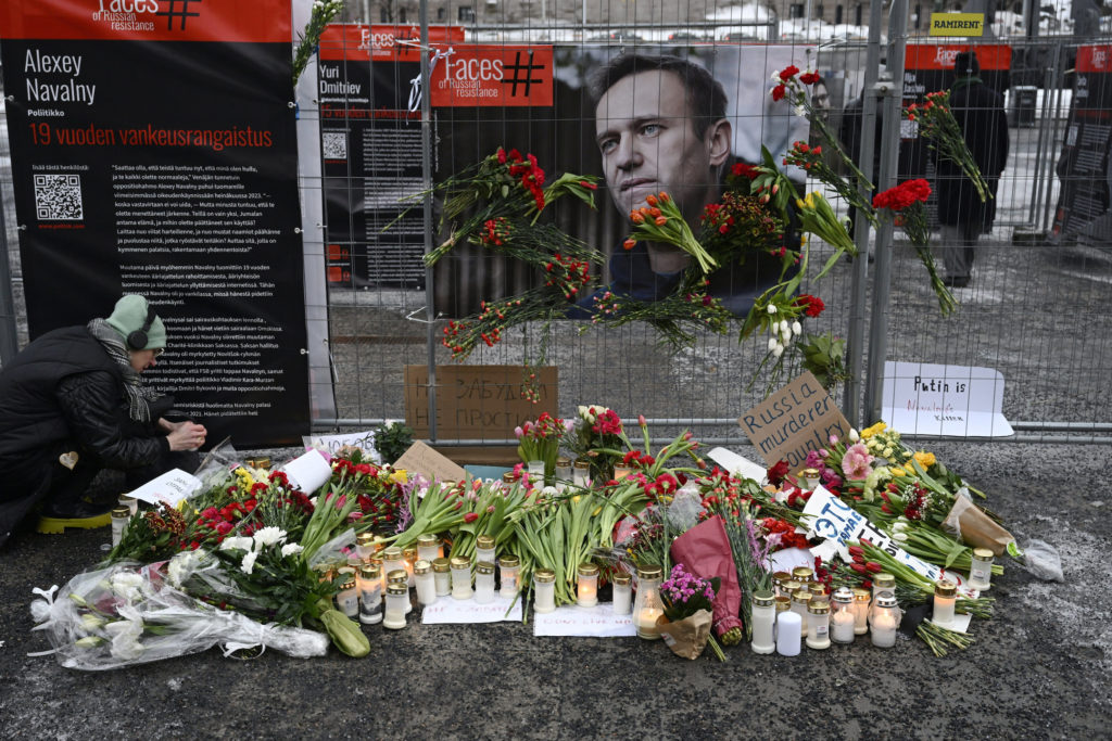 Memorial for Russian late opposition leader Navalny in Helsinki