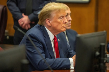 Former U.S. President Trump attends a hearing on a criminal case linked to a hush money payment in New York City