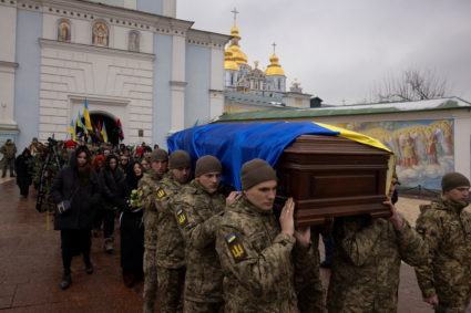 Funeral of Ukrainian poet and serviceman Maksym Kryvtsov who was killed in action fighing against Russia’s invasion of Ukr...