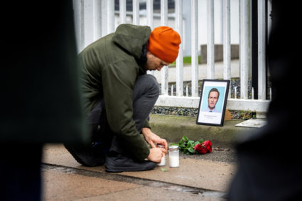 People gather in Copenhagen following the death of Alexei Navalny