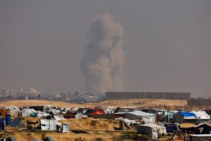 Smoke rises during an Israeli ground operation in Khan Younis