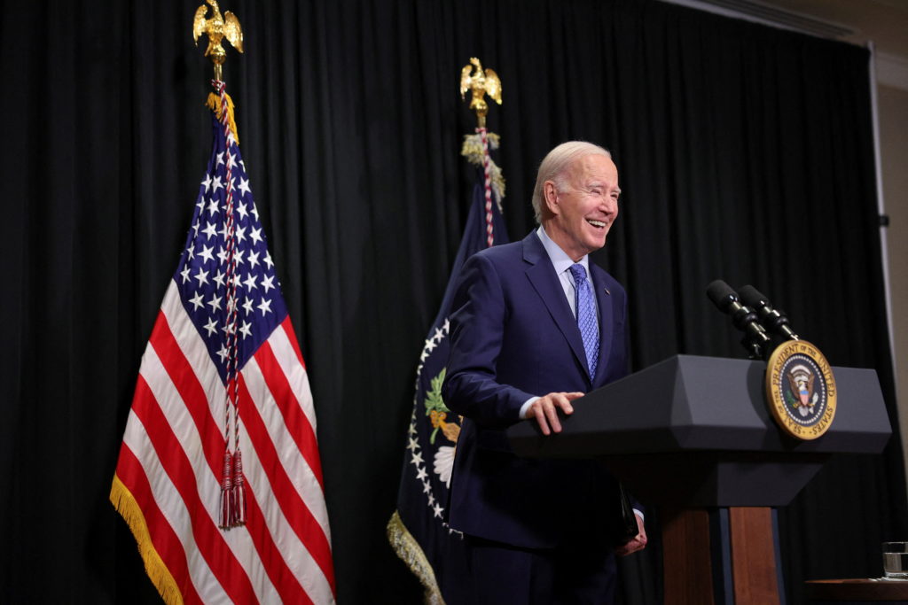 U.S. President Joe Biden delivers remarks following a hostages-prisoners swap deal between Hamas and Israel, in Nantucket