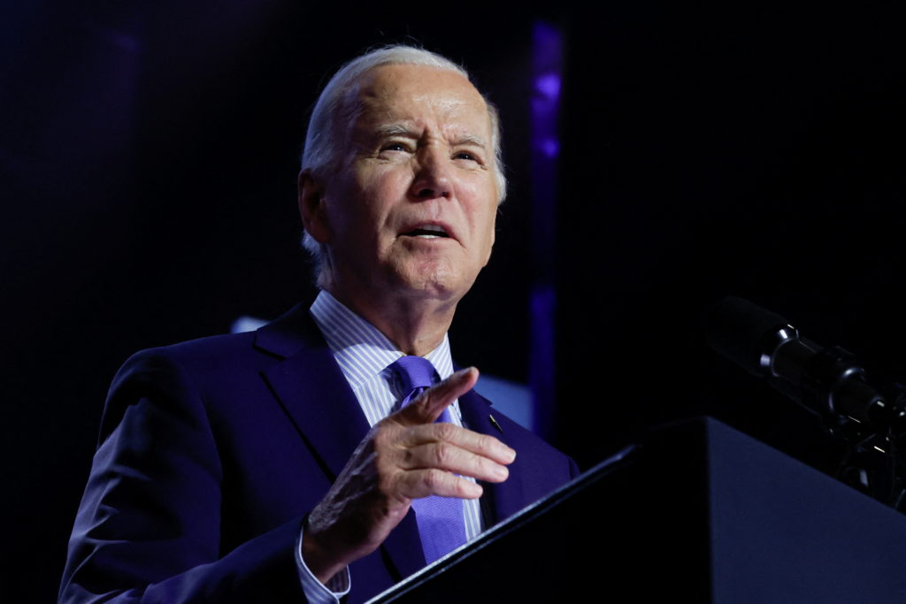 President Joe Biden delivers remarks, during a campaign event focusing on abortion rights at the Hylton Performing Ar...