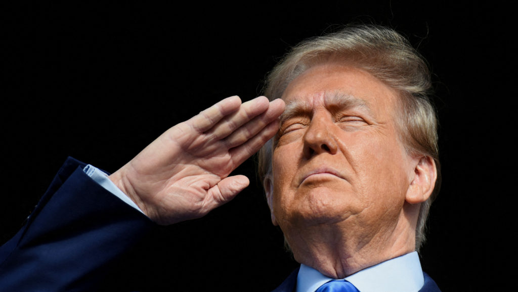 FILE PHOTO: Former U.S. President Donald Trump holds a campaign rally in Houston