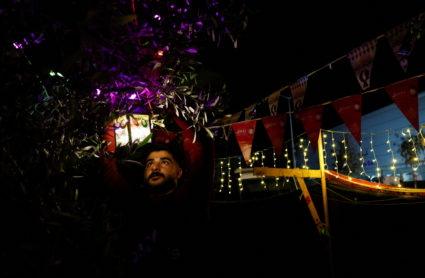 Displaced Palestinians prepare their tents for Ramadan in Rafah
