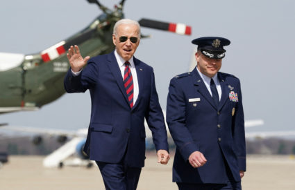 U.S. President Biden boards Air Force One as he departs Washington