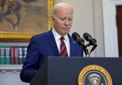 U.S. President Joe Biden speaks about on the ongoing response to the Key Bridge collapse in Baltimore, Maryland, during brief remarks in the Roosevelt Room before departing the White House in Washington, U.S., March 26, 2024. Photo by Craig Hudson/Reuters