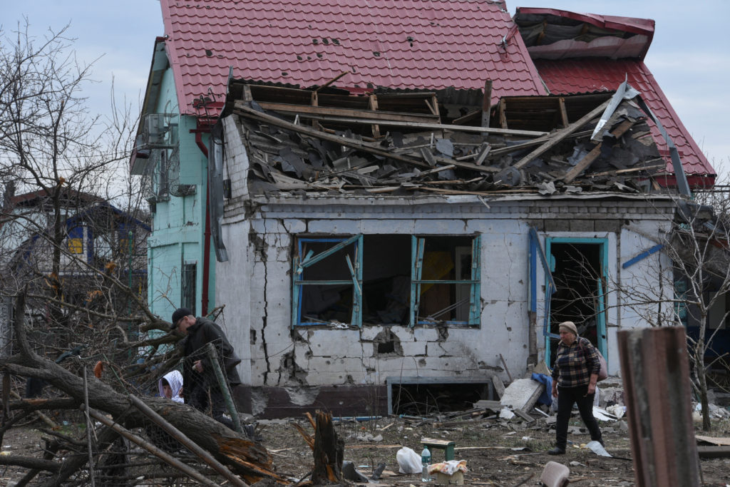 Aftermath of a Russian missile and drone attack in Kamianske