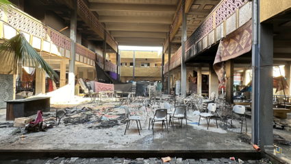 Damage at Shadia Abu Ghazaleh school following an Israeli raid, in Jabalia in the northern Gaza Strip