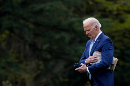 U.S. President Joe Biden departs the White House in Washington