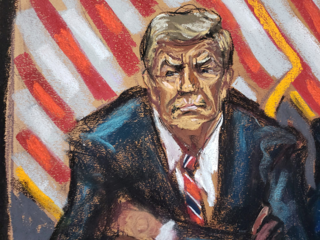 FILE PHOTO: Former U.S. President Donald Trump appears in virtual hearing in New York