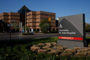A general view of Ascension St. John Hospital in Detroit