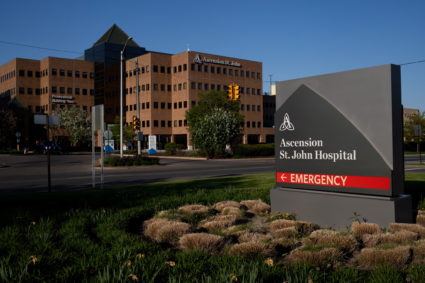 A general view of Ascension St. John Hospital in Detroit