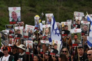 March for the hostages kidnapped in the deadly October 7 attack, near Mevaseret Zion