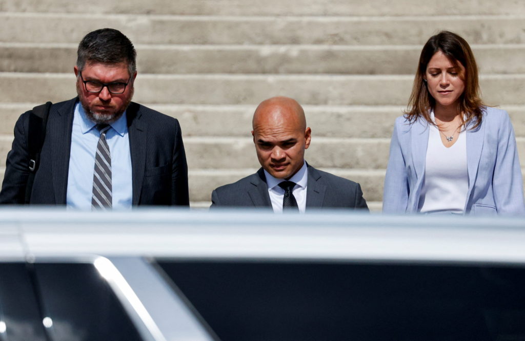 Walt Nauta, personal aide to former U.S. President Donald Trump, leave the Alto Lee Adams Sr. U.S. Courthouse, in Fort Pierce